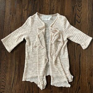 Marilu’ Women’s OSFM Linen 1/2 Sleeves Open Front Waterfall Beige Knit Sweater